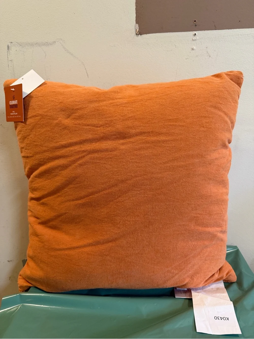 NEW Orange Pumpkin Carved Pillow 18x18